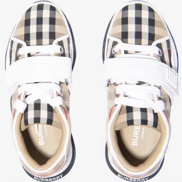 Burberry Kids Plaid Sneakers - Black And White